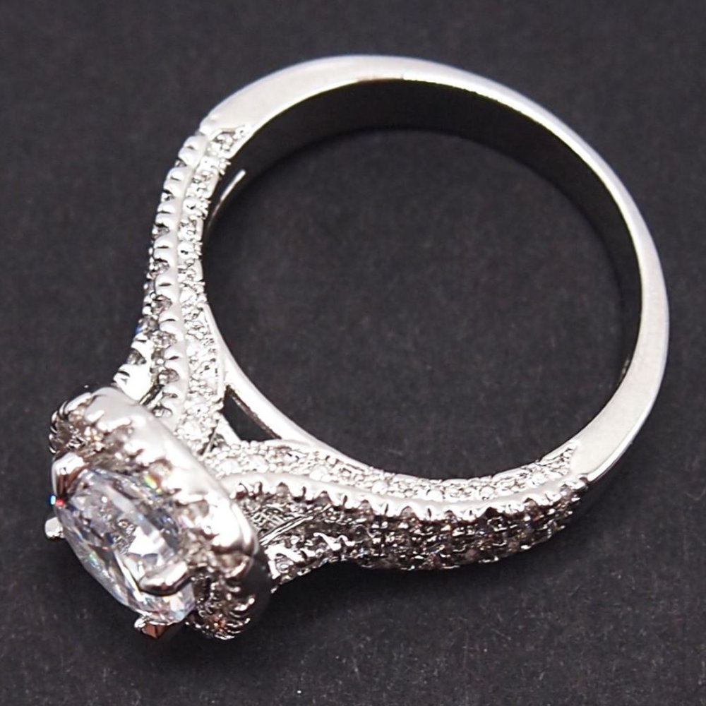 Ladies 2.50ctw  Halo Bridal Diamond Ring, 18K White Gold - Picture 2 of 15